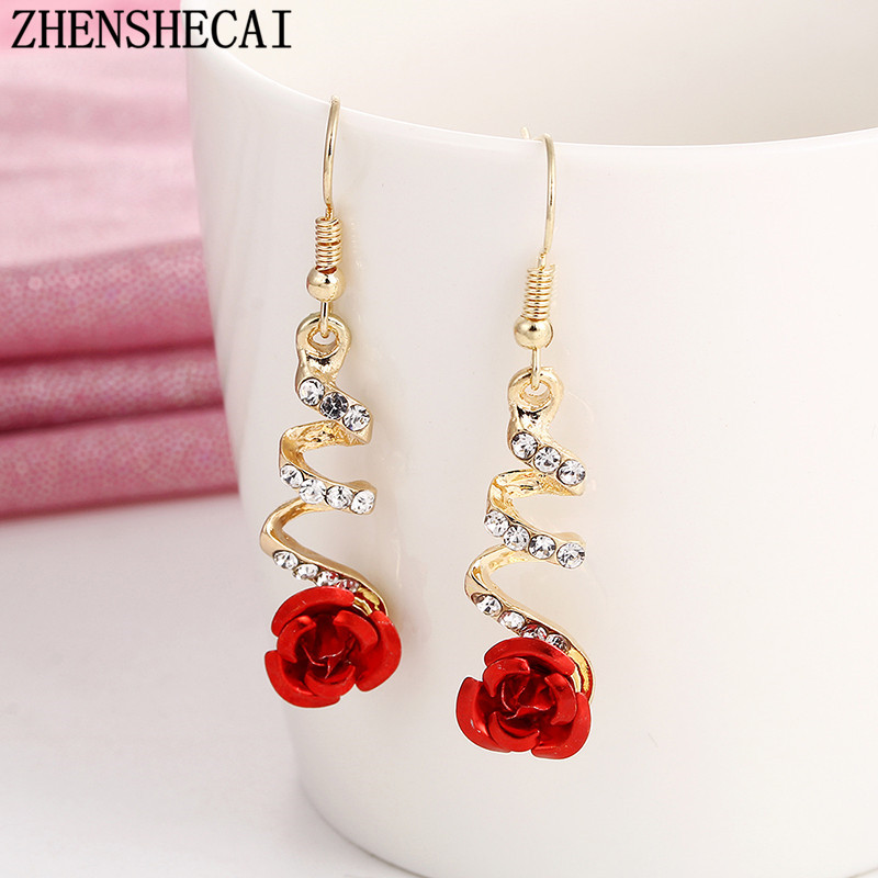 2f2c6fe1 5200 4937 88c8 1cbc9678afbc - Fashion Jewelry Ethnic Red Rose Drop Earrings Big Rhinestone Earrings Vintage For Women Rose Gold Spiral Dangle Earring