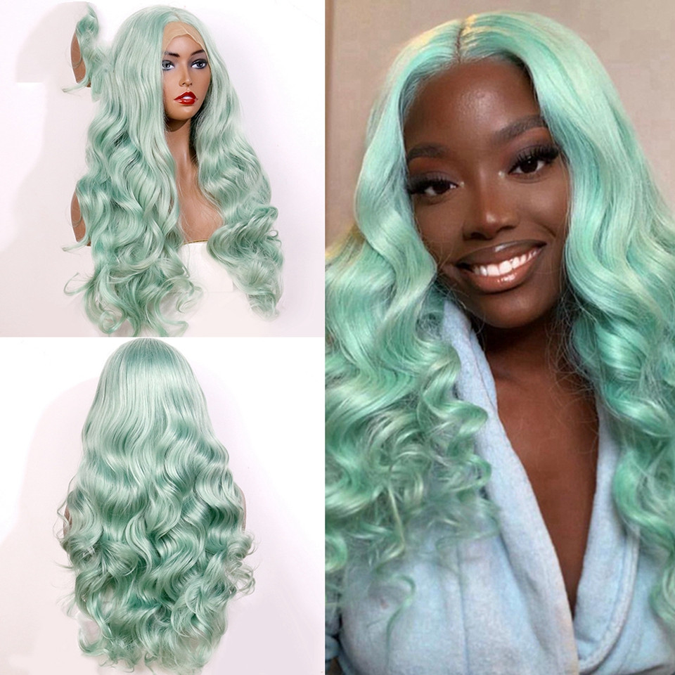 Mint Green High Temperature Silk Front Lace Wig