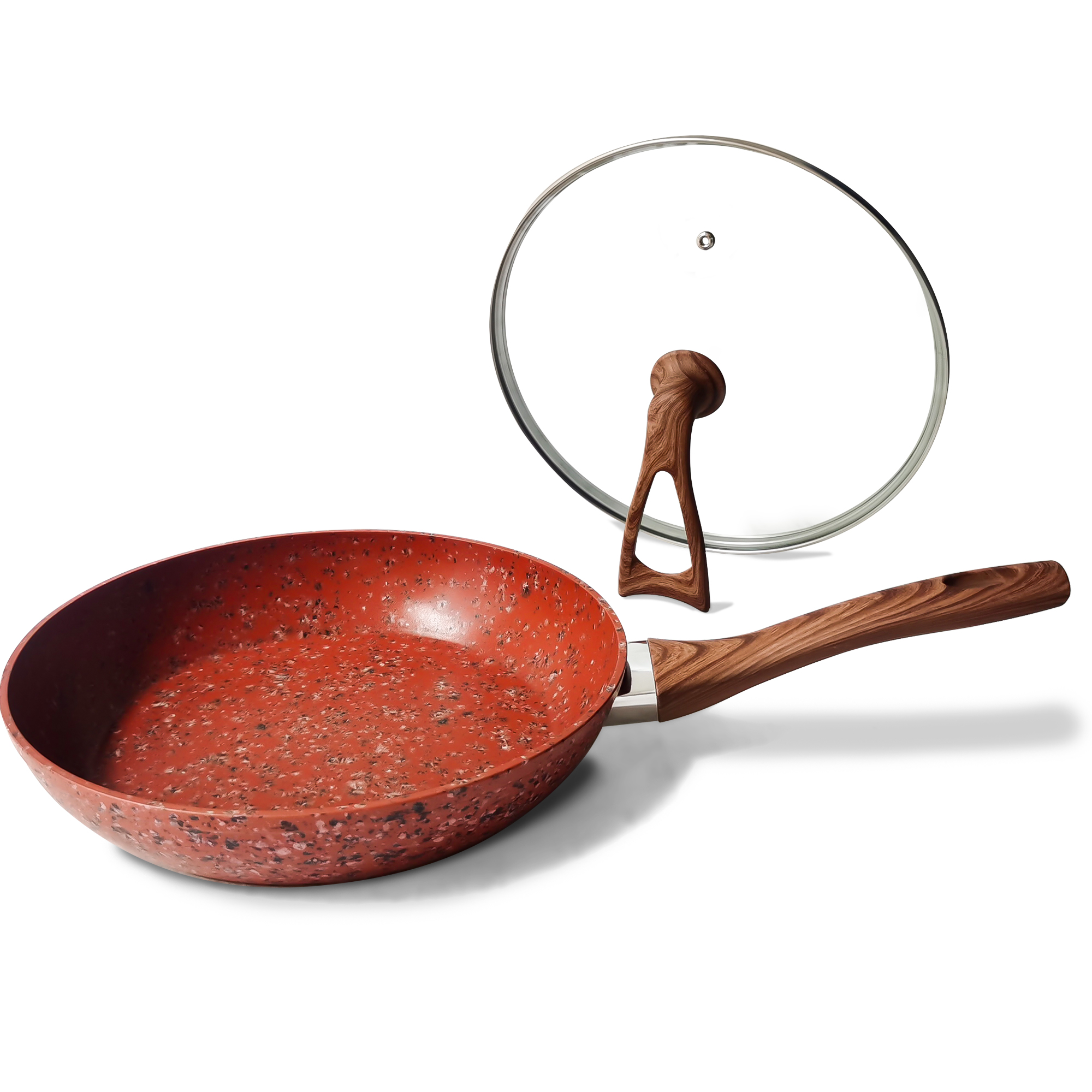 10 Inch Frying Pan With Special Lid - Deluxe Copper Granite Stone Coating - PFOA