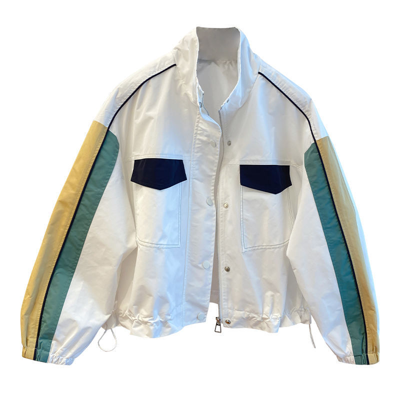 Light Luxury White Wool Splicing Small Stand Collar Women Jacket main image 1
