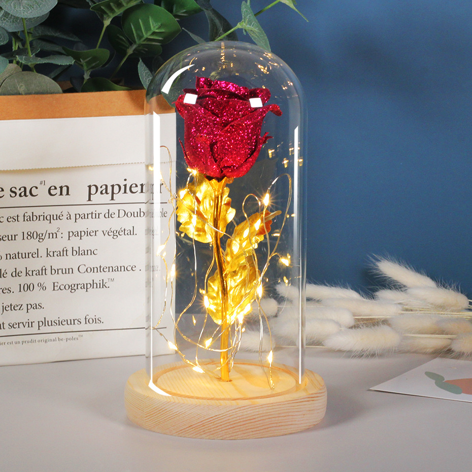 Valentine's Eternal Rose LED Light Gift for Girlfriend in Glass Dome-image