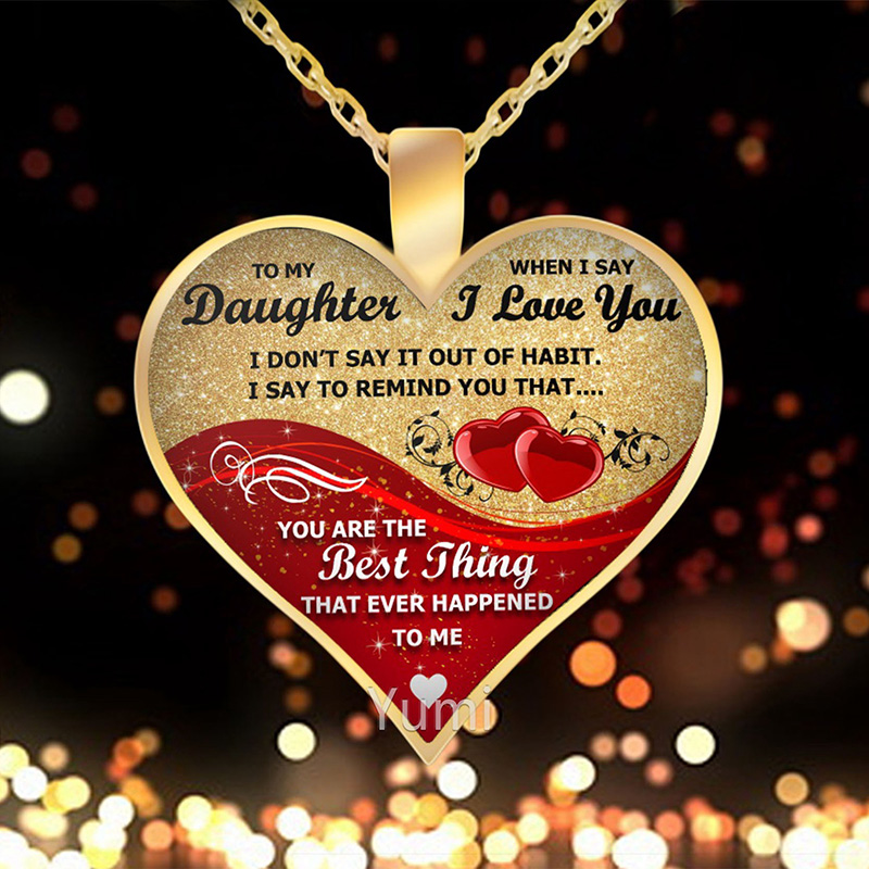 "To My Daughter You Are The Best" Heart Epoxy Necklace