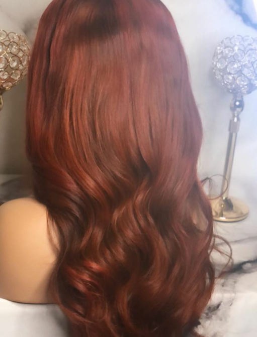 Mid-point Synthetic Bronze Long Curly Hair Wig