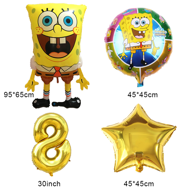 SpongeBob Party Balloons Set With Number 1 - 6