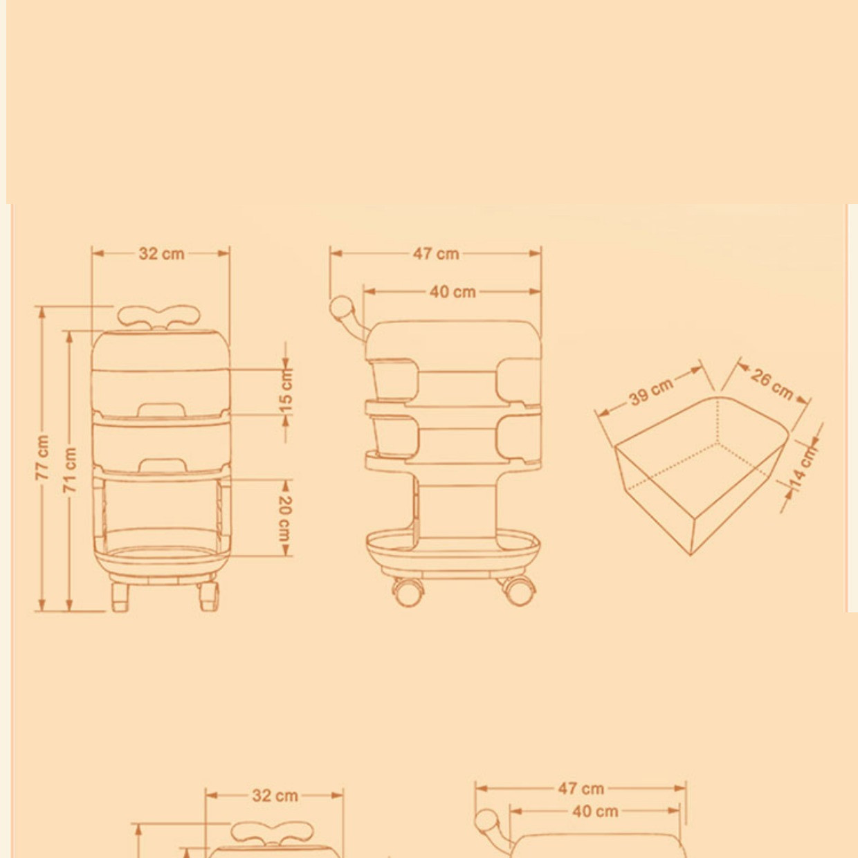 Living Room Multi-layer Snack Cabinet Removable Bookshelf Toy Storage Shelves size