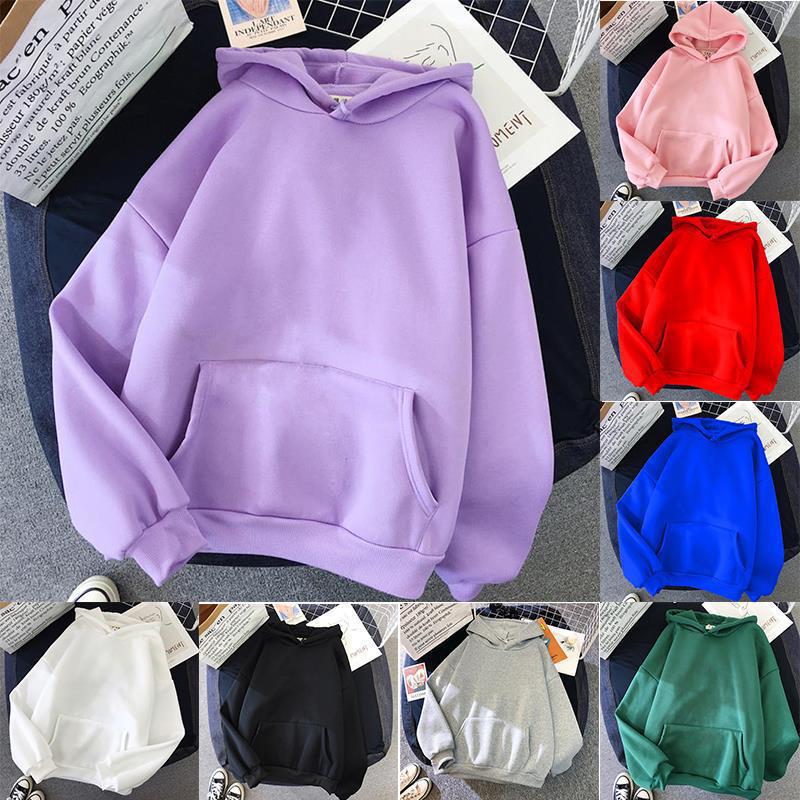 Women's Blank Solid Color Hoodie Sweater CJdropshipping