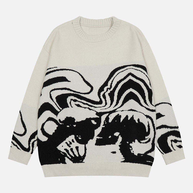 Skull Graphic Knitted Sweater, Y2K Skeleton Knitted Sweater, Gothic Grunge Sweater
