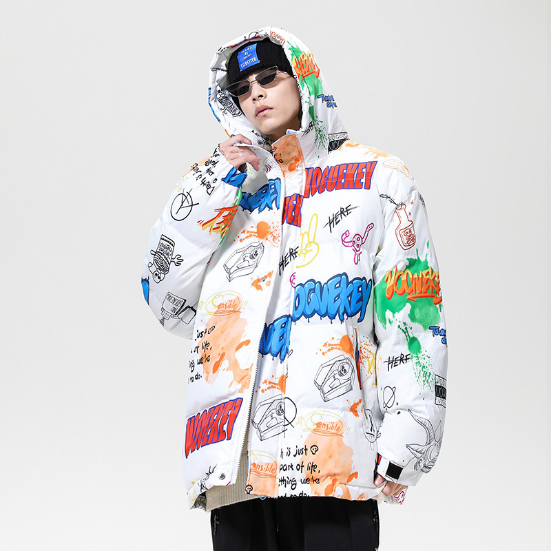 Douyin Graffiti Design Hooded Cotton Jacket at Rs 5999.00 | Designer ...