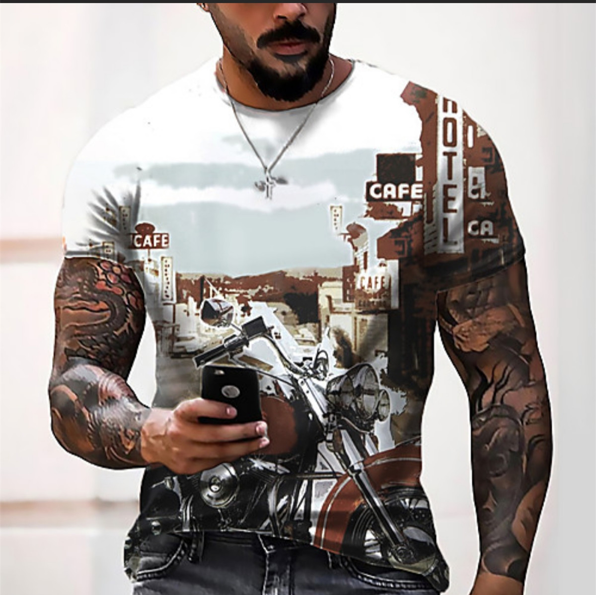3887d1e3 45cf 484e 9c06 e910613e36f0 - 3D Digital Round Neck Short Sleeve T-Shirt