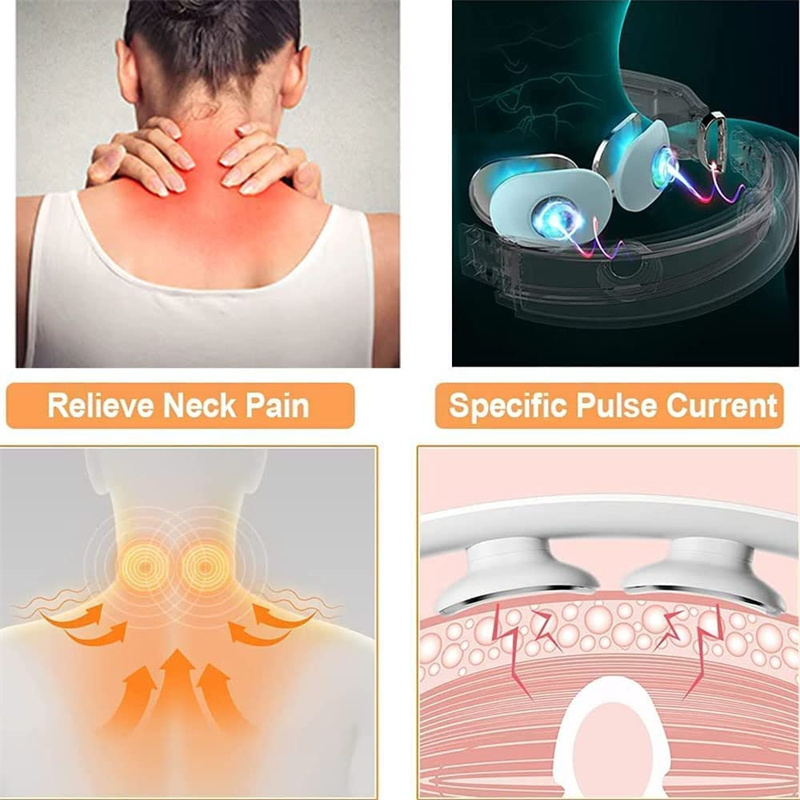 EMS Neck Acupoints Lymphvity Massager Device Intelligent Neck Massager With Heat Blue Hot Design