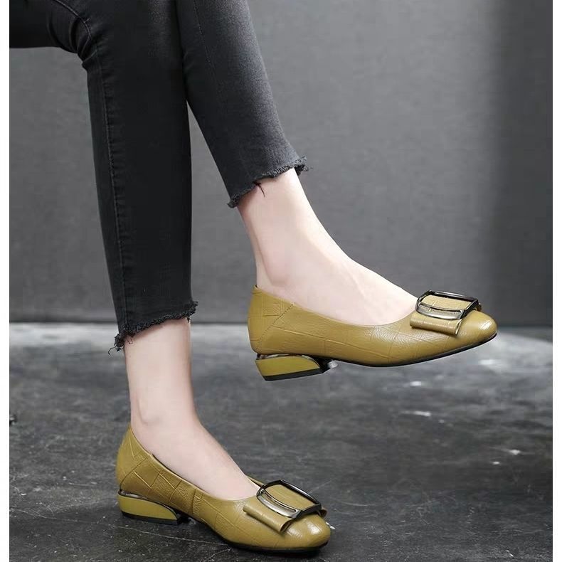 Flat Thick Heel Kitten Heel Shallow Mouth Casual All-match wonderful  Leather Shoes