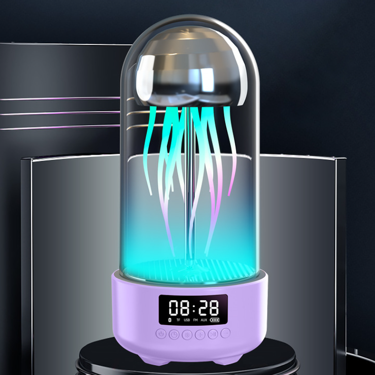 Colorful Jellyfish Lamp With Clock Luminous Portable Stereo Smart Light Decorati - Picture 11 of 11