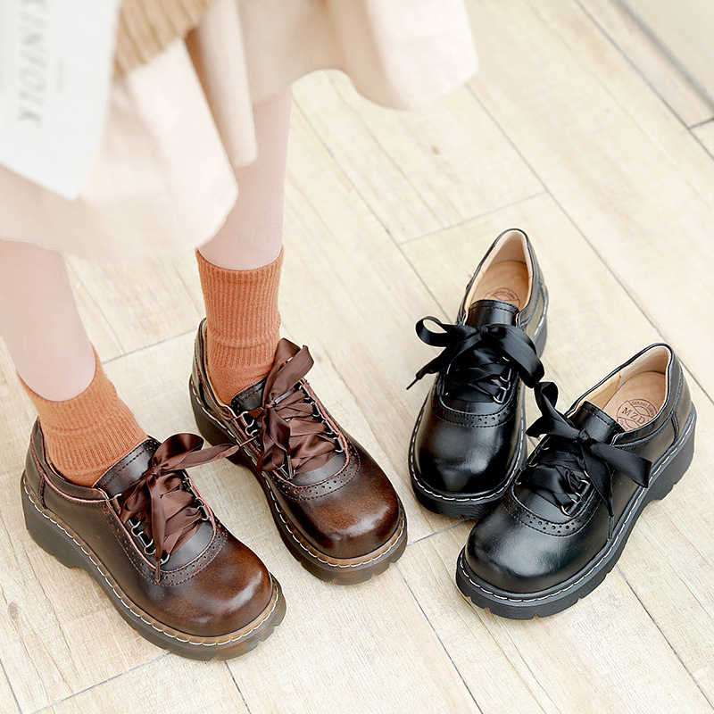 Platform Leather Women's Jk Uniform Shoes