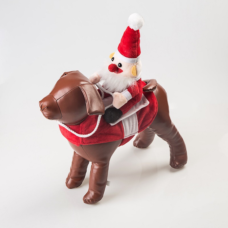 DogMEGA Christmas Santa Claus Costume Riding on Dog Clothes