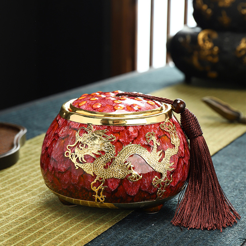 Golden Inlaid Jade Tea Pot Kung Fu Tea Set Large Sealed Tea Pot