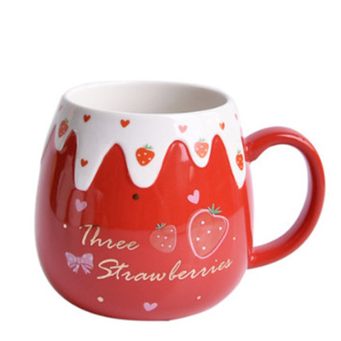 Creative Strawberry Coffee Mugs Ceramic Mug Travel Cup with Lid