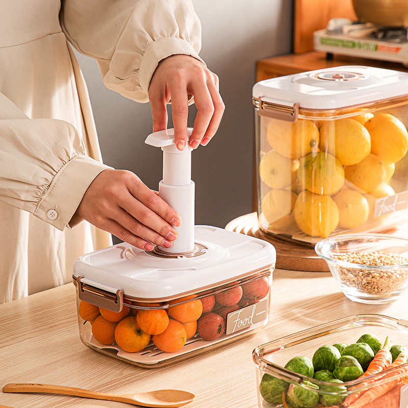 Food Vacuum Storage Box with Free Vacuum Pump Kitchen Sealer Container  Transparent Organization Sealed Tank Cans Lunch Box Gift