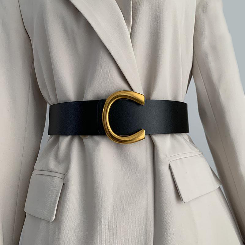 New belt women geometric metal buckle black belt dress shirt belted ...