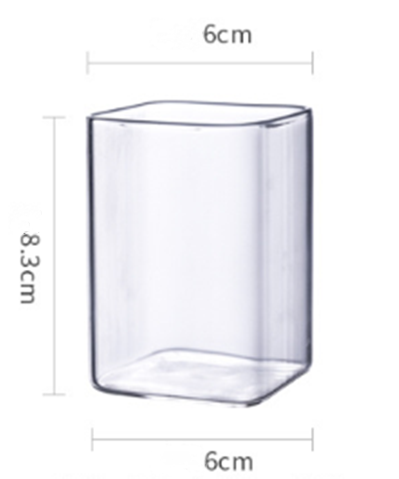 Simple square drinking glass 280 ml dimensions