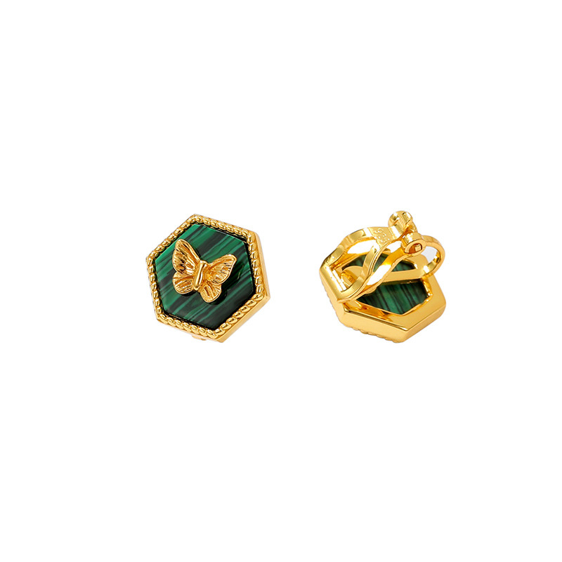 Grazia Jewelry Malachite Butterfly Button Earrings