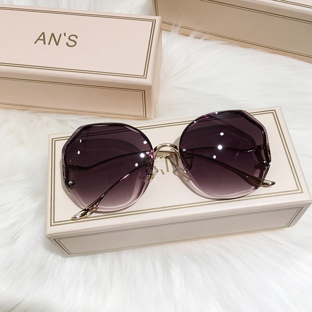 Frameless Cut-Edge Tan Gradient Sunglasses for girls stylish glasses,usa  ship