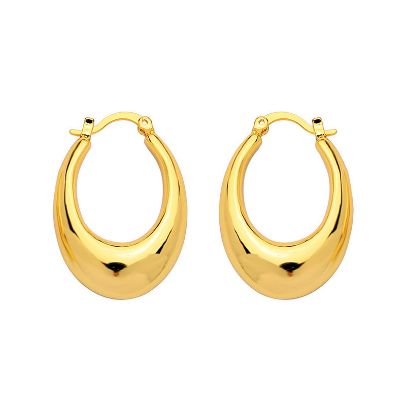 U-shaped Teardrop Earrings With Au750 Coloured Gold Studs