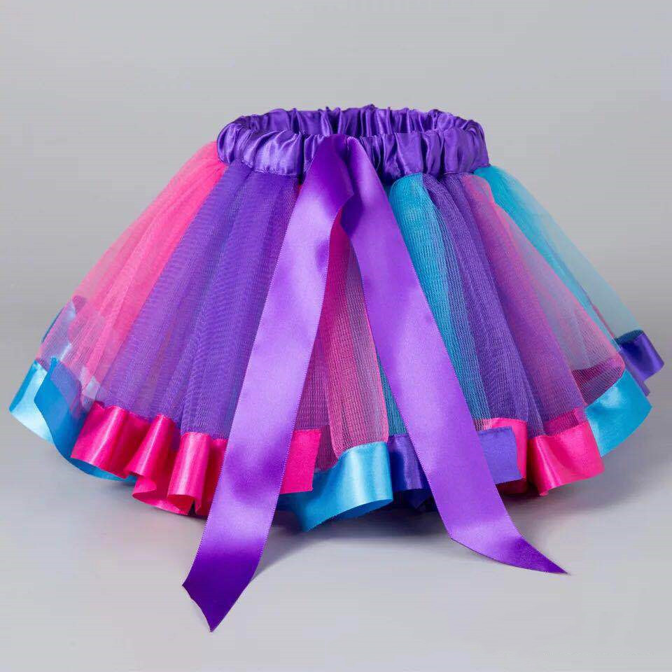INS Rainbow Skirt Children's Dance Performance Puffy CJdropshipping