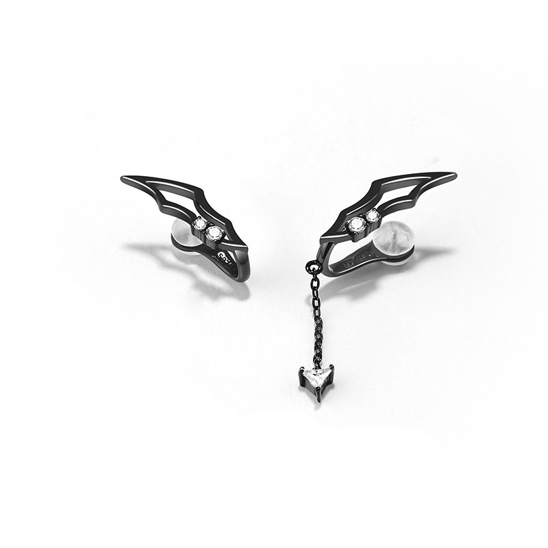 boucles d'oreille aile ange noir