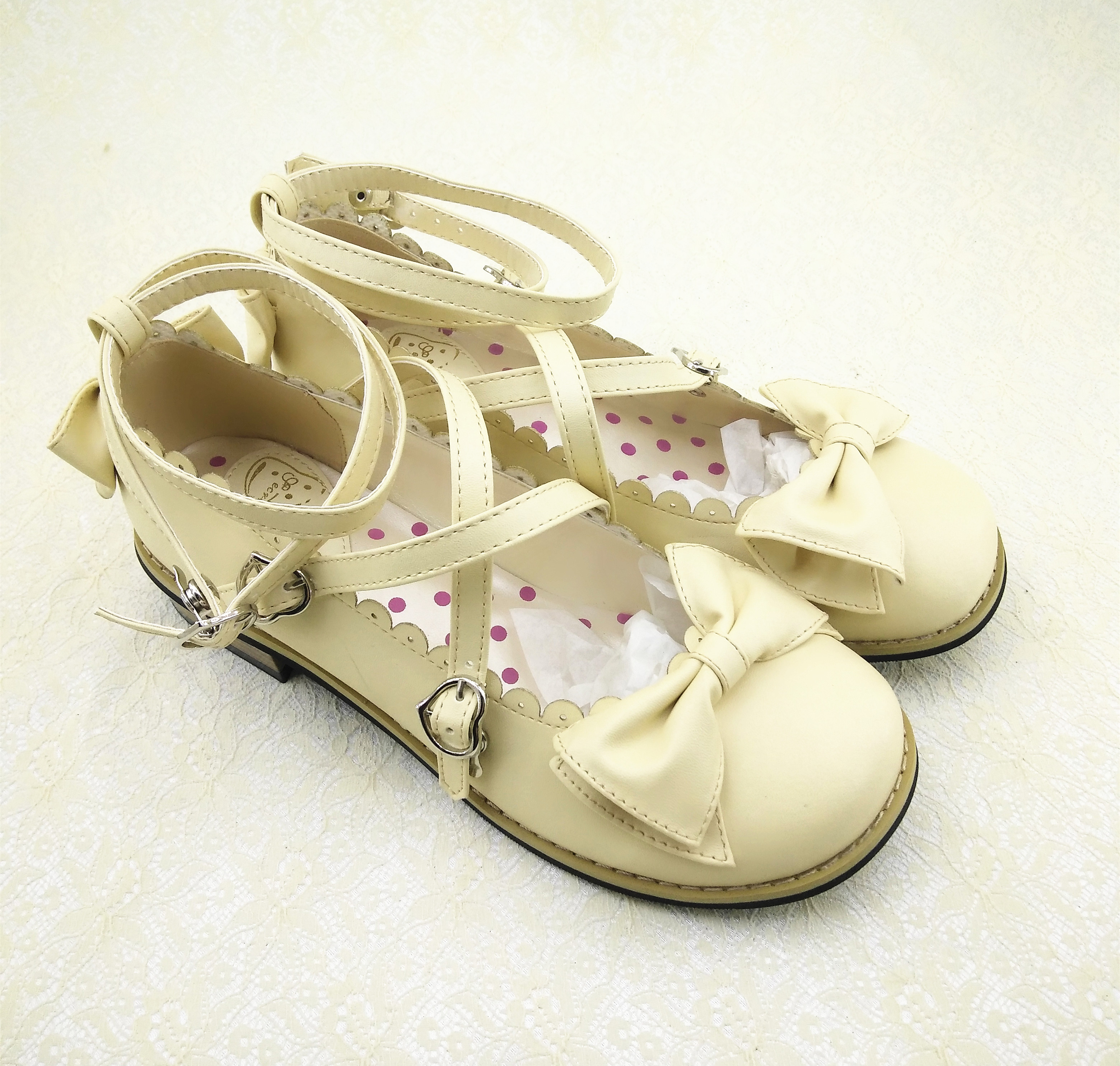 Cross Strap Bow Round Toe Girl Princess Shoes