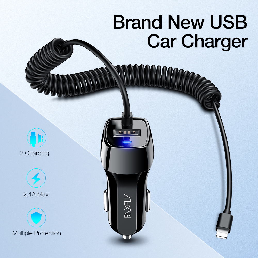 RAXFLY Spring Wire USB Car Phone Charger