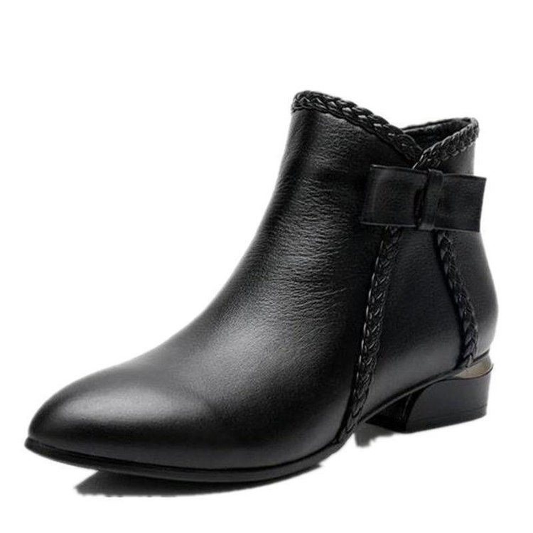 Women's Thick Mid-heel Short Boots Pointed Martin Boots