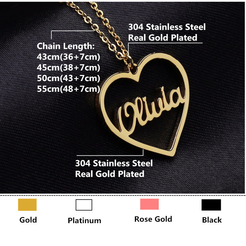 Personalized Custom Heart Pendant Letter Necklace
