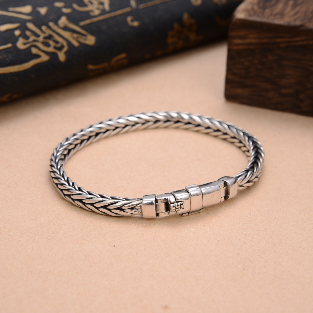 Men's Personalized Keel Lettering Thai Silver Bracelet - CJdropshipping