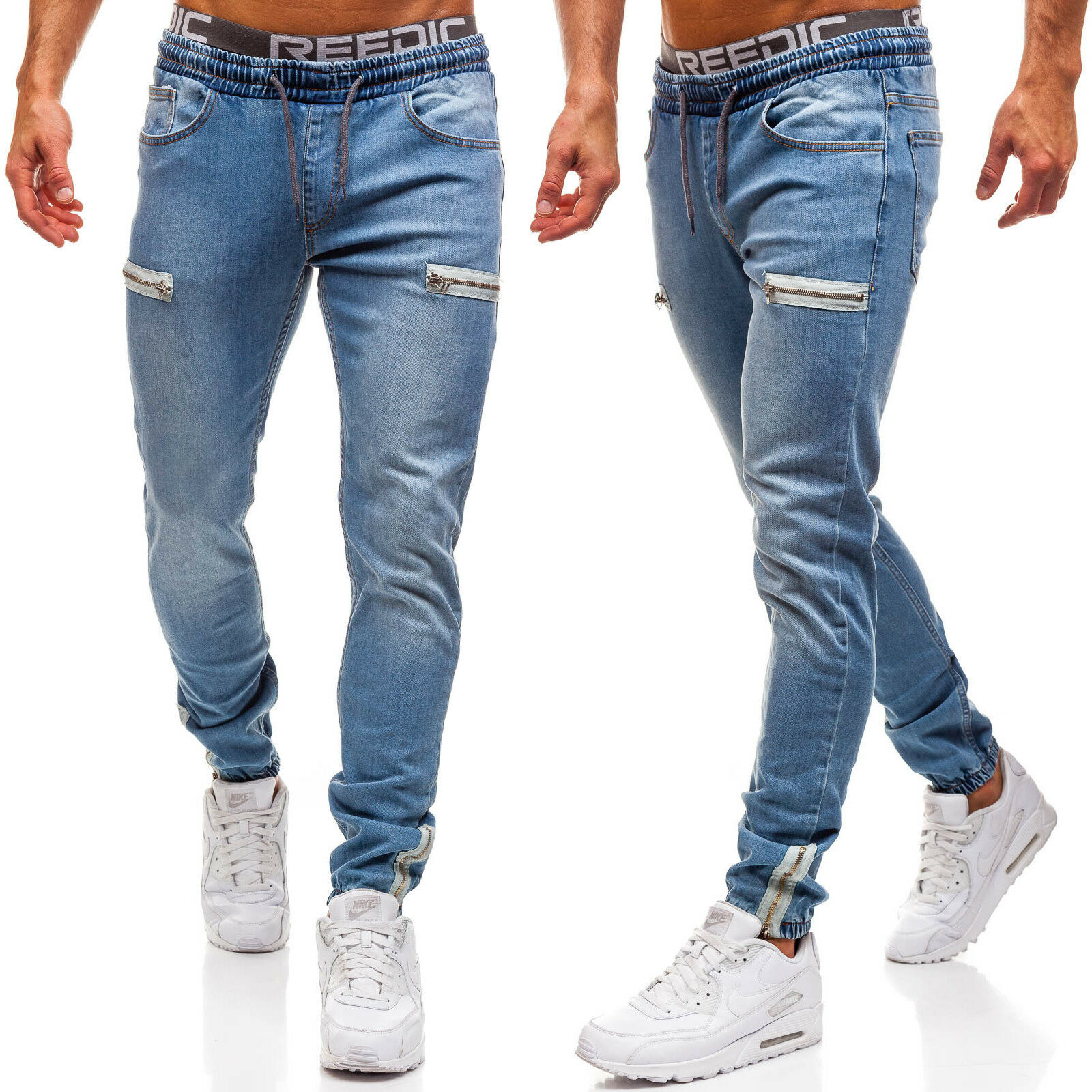 European And American Men's Denim Fabric Casual Frosted Zipper Design ...