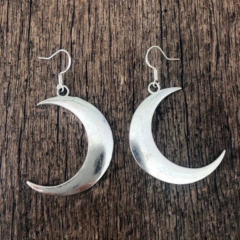 Golden Colour Moon Earrings Witchy Crescent Statement Boho Gifts