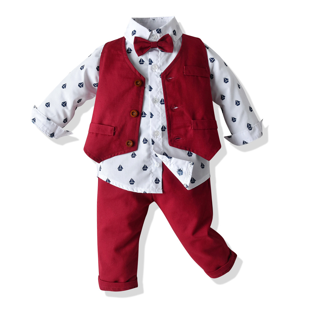Boys Children's Longsleeved Shirt Vest And Pants Suit CJdropshipping
