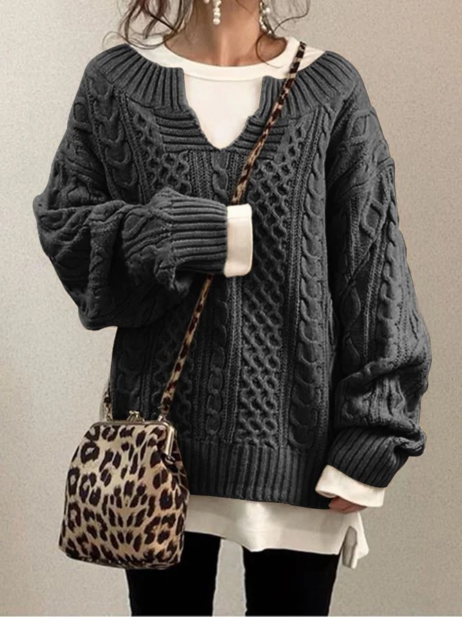 471332f4 0eb5 4e86 a681 4deb91c7d7d8 Linen Pattern Sweater Casual Knit Sweater