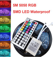 5M 5050 RGB SMD LED Waterproof Flexible Strip 300 LEDs and 44 Key IR Remote