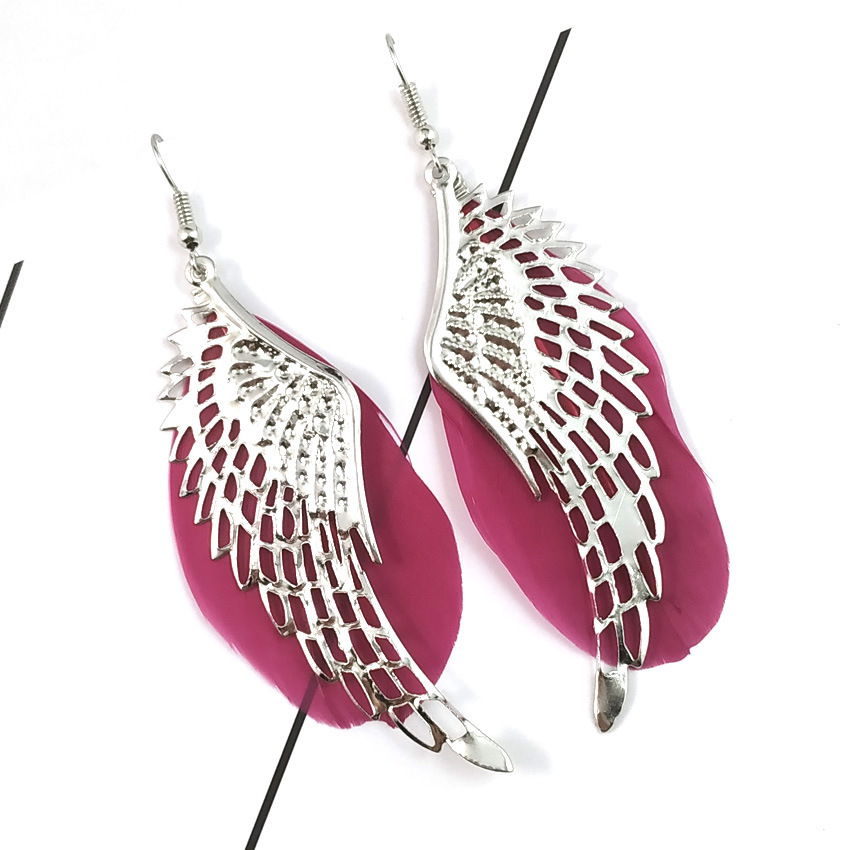 Boucles d'Oreille Plume Rouge
