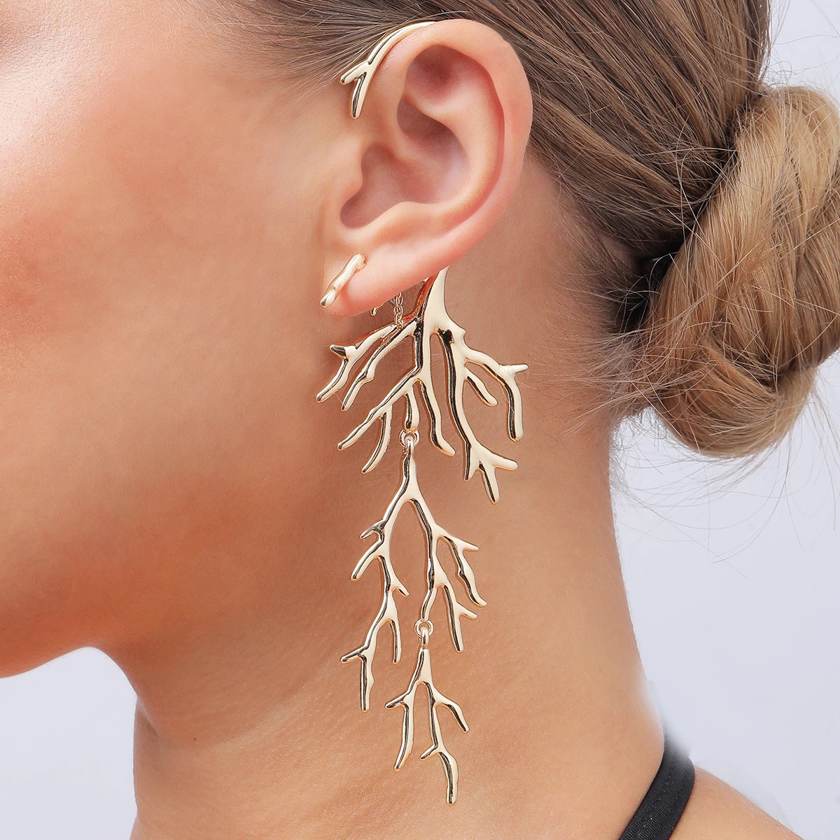 Trendy Coral Asymmetric Earrings for Women