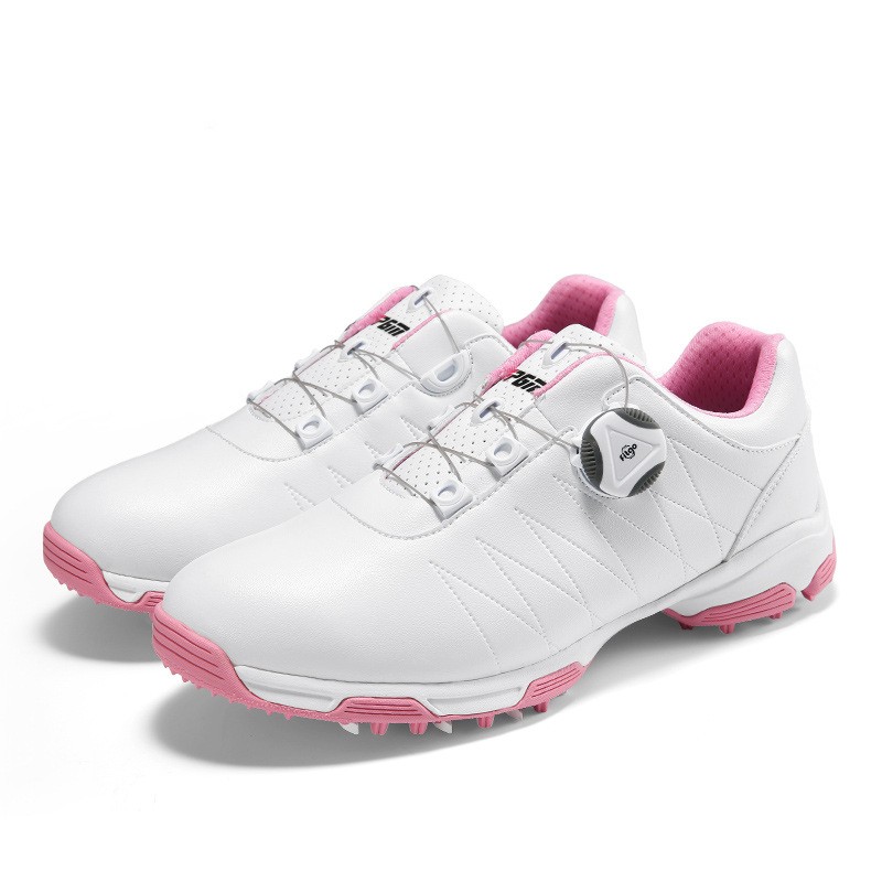 Women's Spin Button Laces Waterproof Golf Shoes | Anti-sideslip Sneakers
