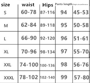 Breeches Style Skinny Fit Pants Size Chart