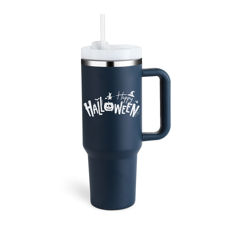 Halloween Thermal Mug 40oz Straw Coffee Insulation Cup With Handle Portable Car Stainless Steel Water Bottle LargeCapacity Travel BPA Free Thermal Mug