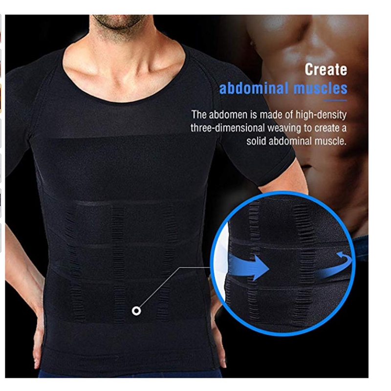 Male Chest Compression T-shirt Fitness Hero Belly Buster Slimming