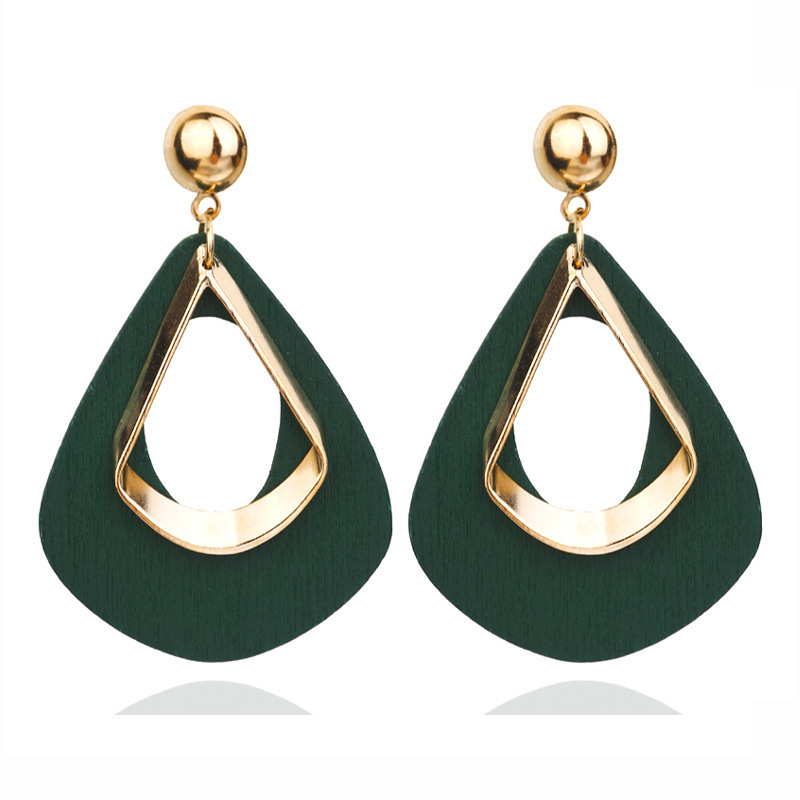 dark green wood earrings