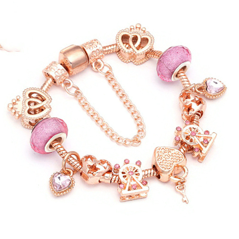 Exquisite ladies bracelet heart crown beaded jewelry