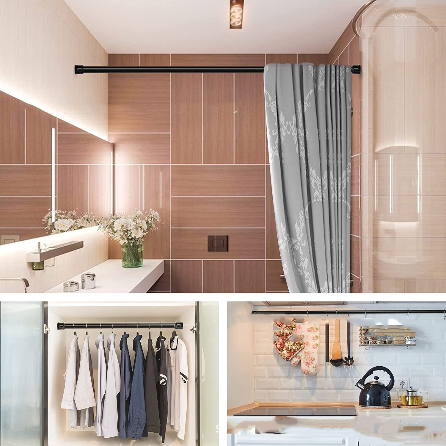 Retractable Shower Curtain Rod Bathroom Pole Clothes CJdropshipping