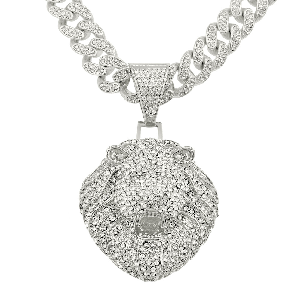silver lion pendant necklace