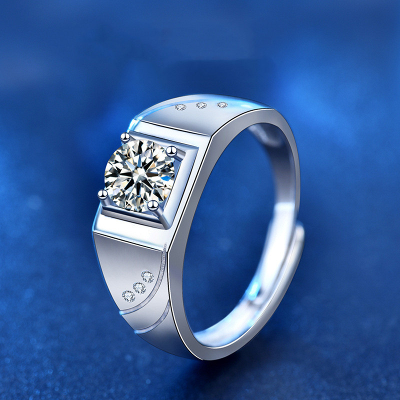 Perfect Gift for Men: Sterling Silver Men's Ring with Moissanite