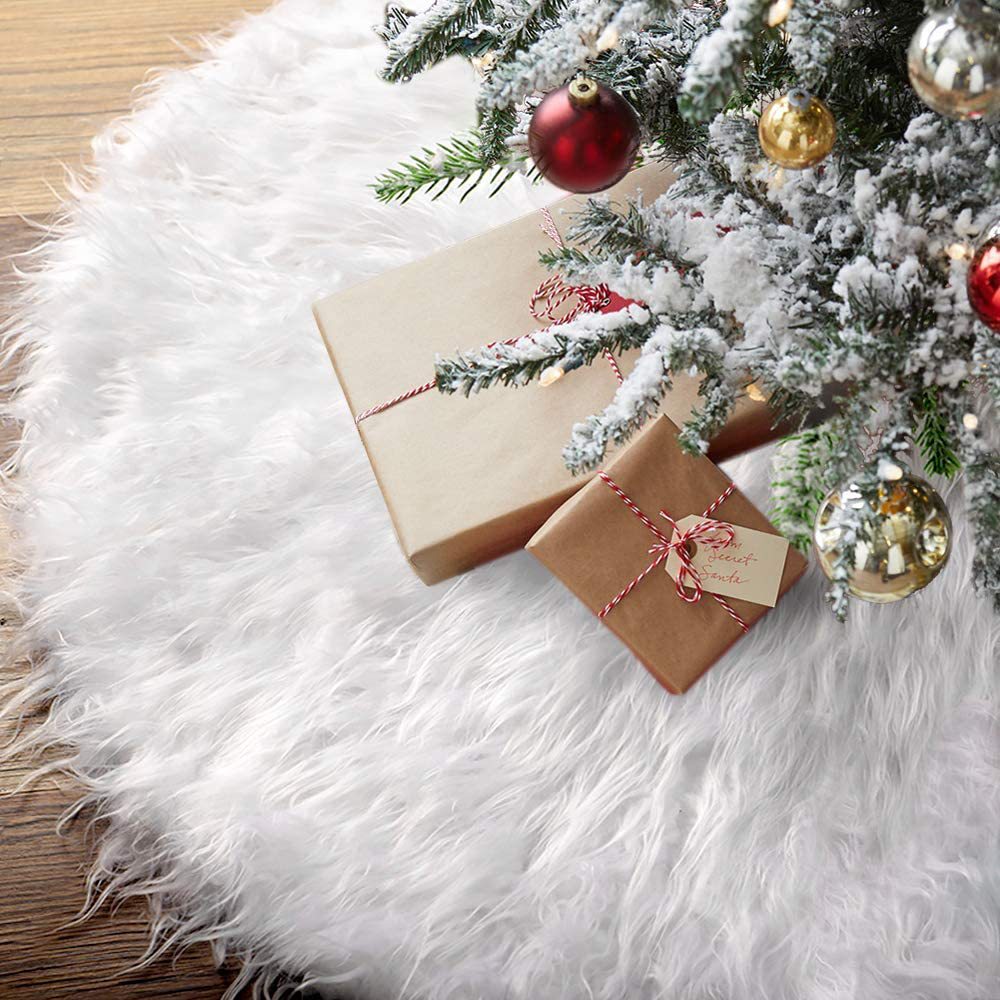 White Plush Fur Rug Christmas Tree Skirts Merry Christmas Home New Year Decor 